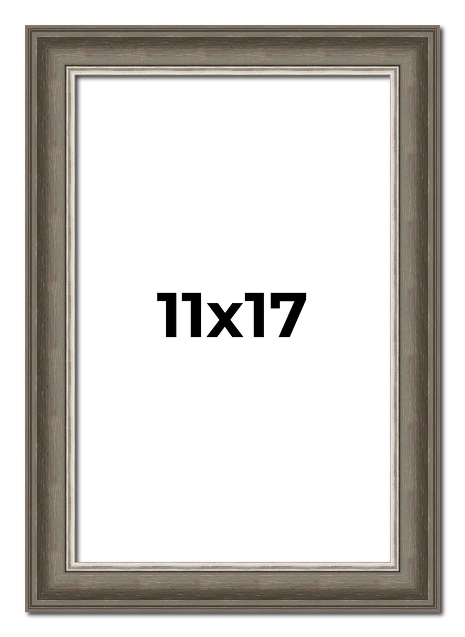 11x17 Weathered Picture Frame with UV-Resistant Acrylic & Acid Free Backing, Available in 5 Finishes - Black, Gold, Red, White, Natural